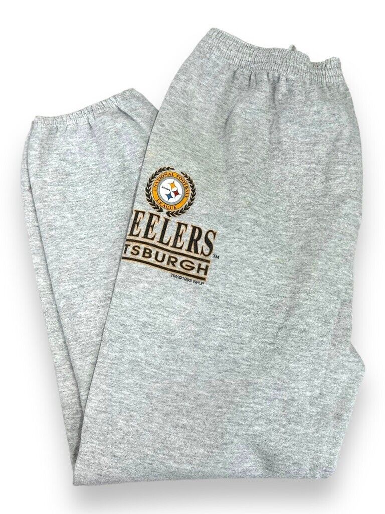 Vintage 1993 Pittsburgh Steelers NFL Graphic Crest Spellout Sweat Pants Size L