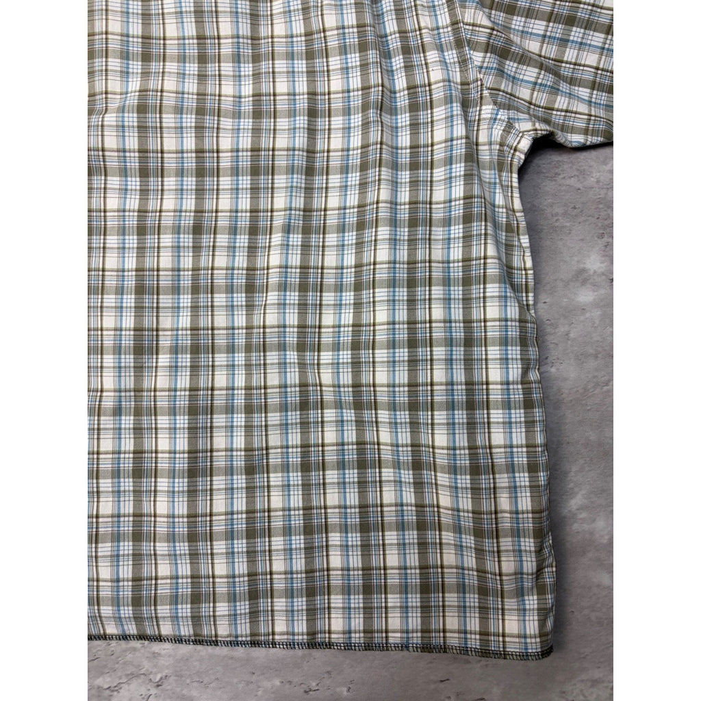 Vintage Nautica Single Pocket Plaid Cropped Button Up Shirt Size XL