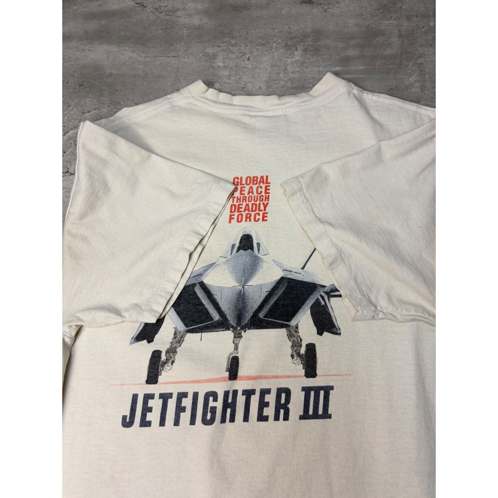 Vintage 90s Jetfighter III Video Game Promo Graphic White T-Shirt Size XL