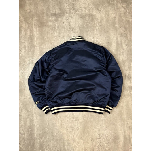 Vintage 90s New York Yankees MLB Satin Starter Bomber Jacket Size Large Blue