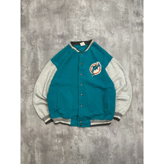 Vintage 90s Miami Dolphins NFL Embroidered Logo Varsity Bomber Jacket Size XL