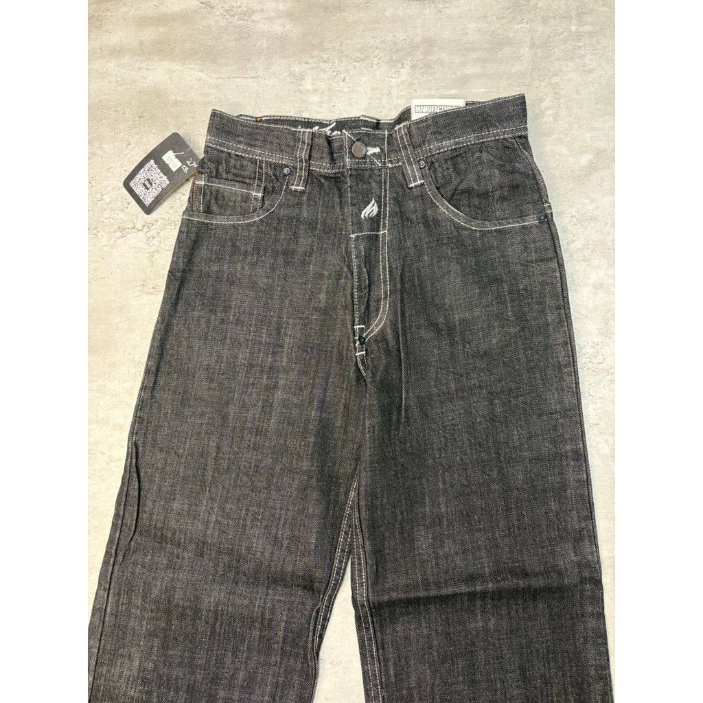 Vintage Y2K Womens Johnny Blaze Embroidered Black Wash Denim Pants