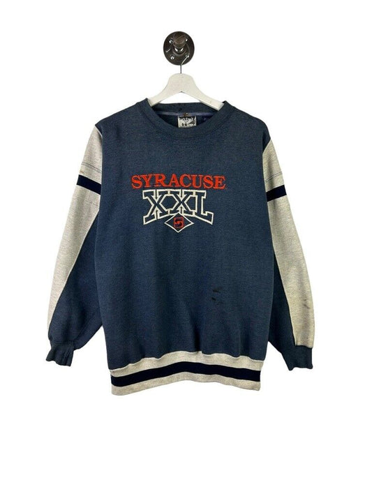Vintage Syracuse Orangemen NCAA Embroidered Spellout Sweatshirt Size Large Blue