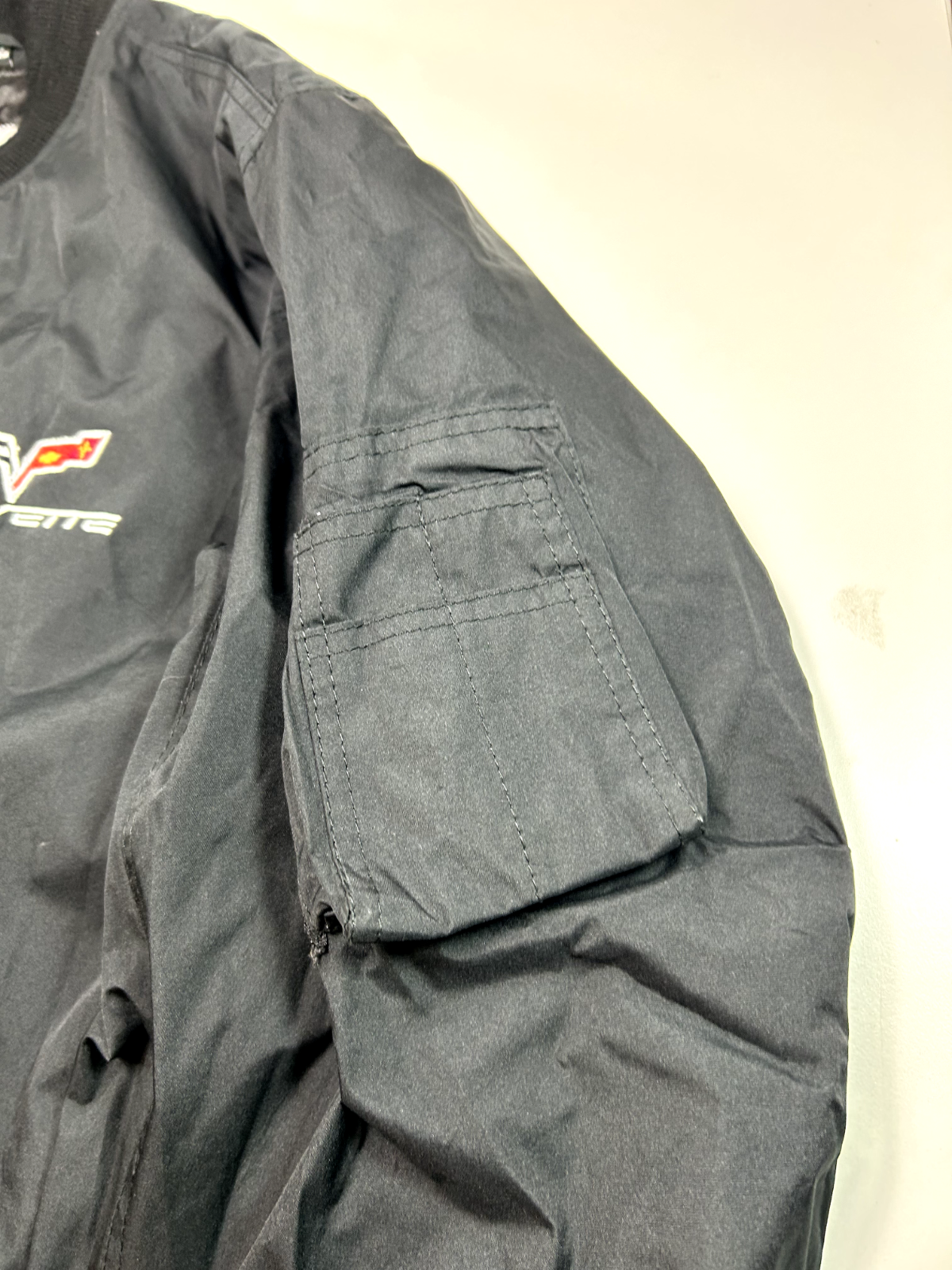 Vintage Corvette Embroidered Spellout Nylon Full Zip Bomber Jacket Size 2XL