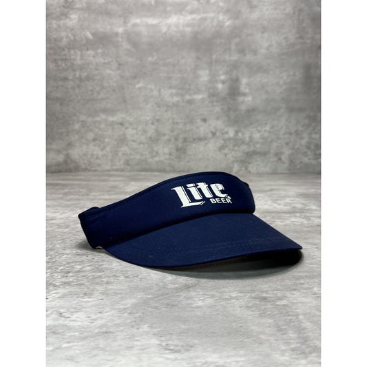 Vintage 80s/90s Miller Lite Graphic Spellout Beer Promo Strapback Visor Hat OSFA