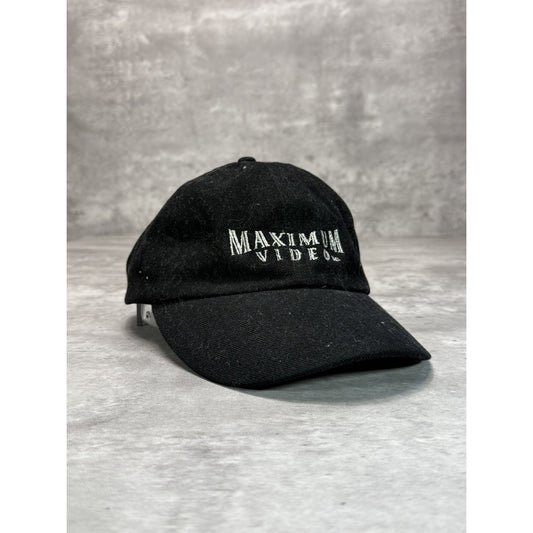 Vintage 90s Maximum Video Embroidered Spellout Strapback Hat OSFA Black