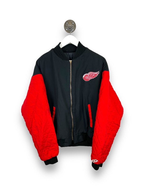 Vintage 90s Detroit Red Wings NHL Insulated Full Zip Bomber Jacket Size Large