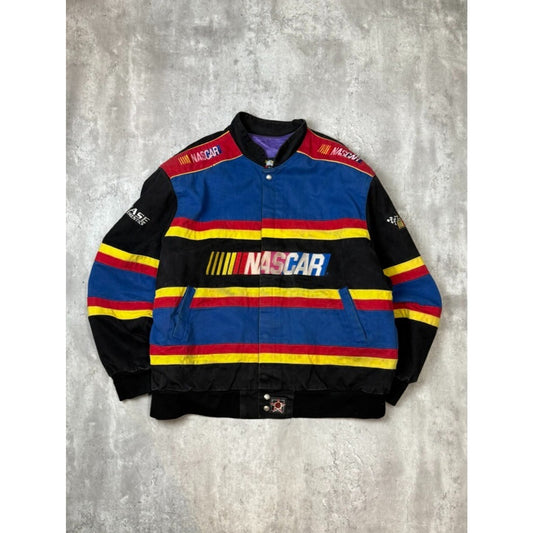 Vintage 90s Jeff Hamilton Nascar Embroidered Spellout Race Jacket Size 4XL