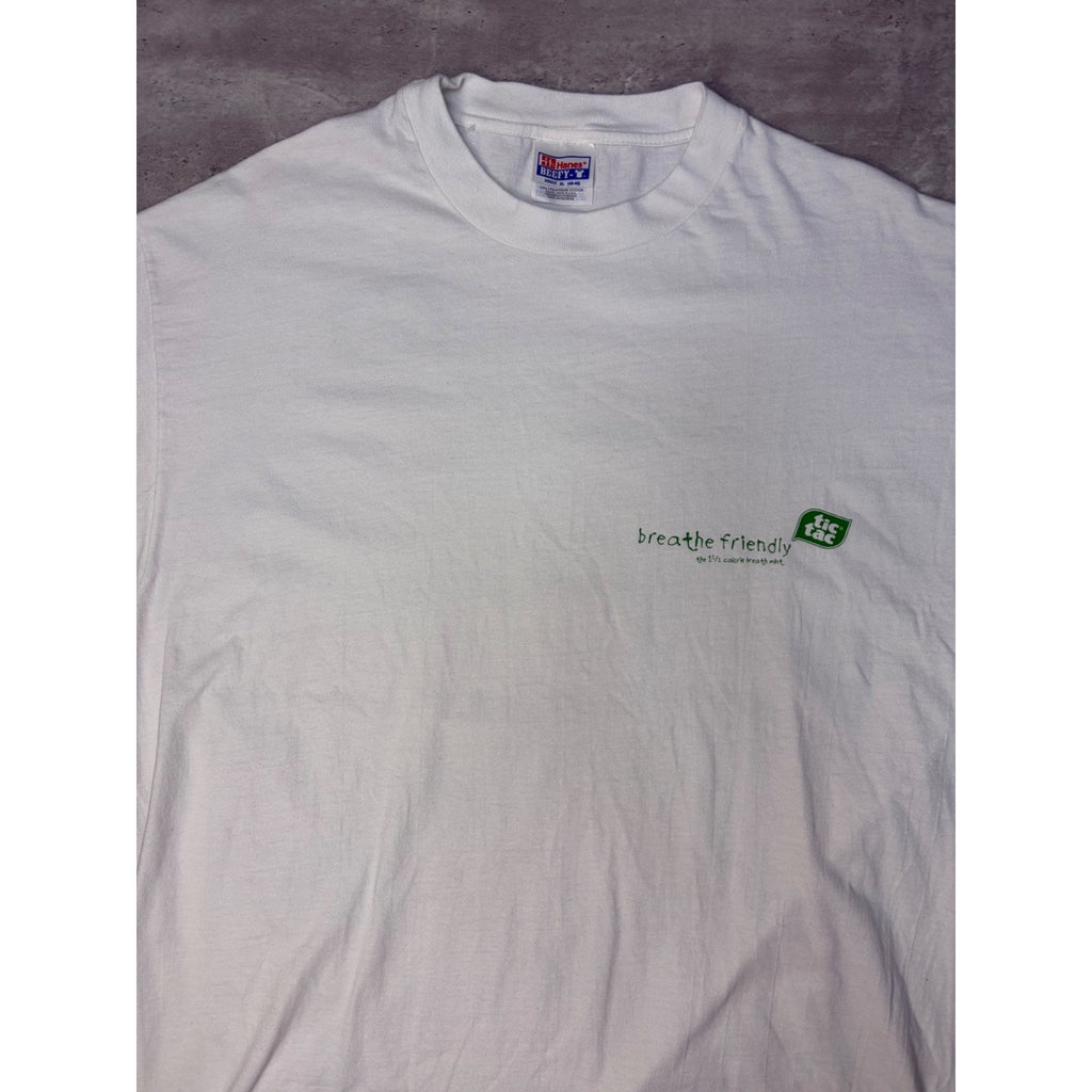 Vintage Tic Tac Breathe Friendly Candy Promo Spellout T-Shirt Size XL