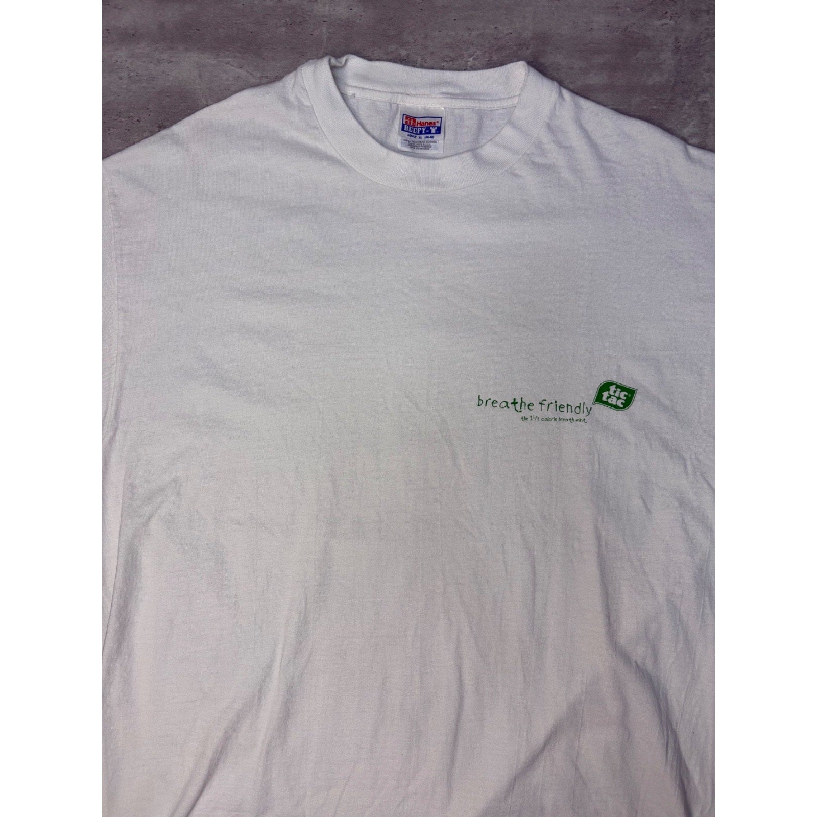 Vintage Tic Tac Breathe Friendly Candy Promo Spellout T-Shirt Size XL