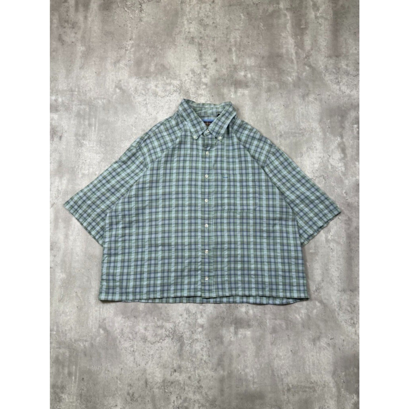 Vintage Arrow Single Pocket Plaid Reworked Cropped Button Up Shirt Size XL