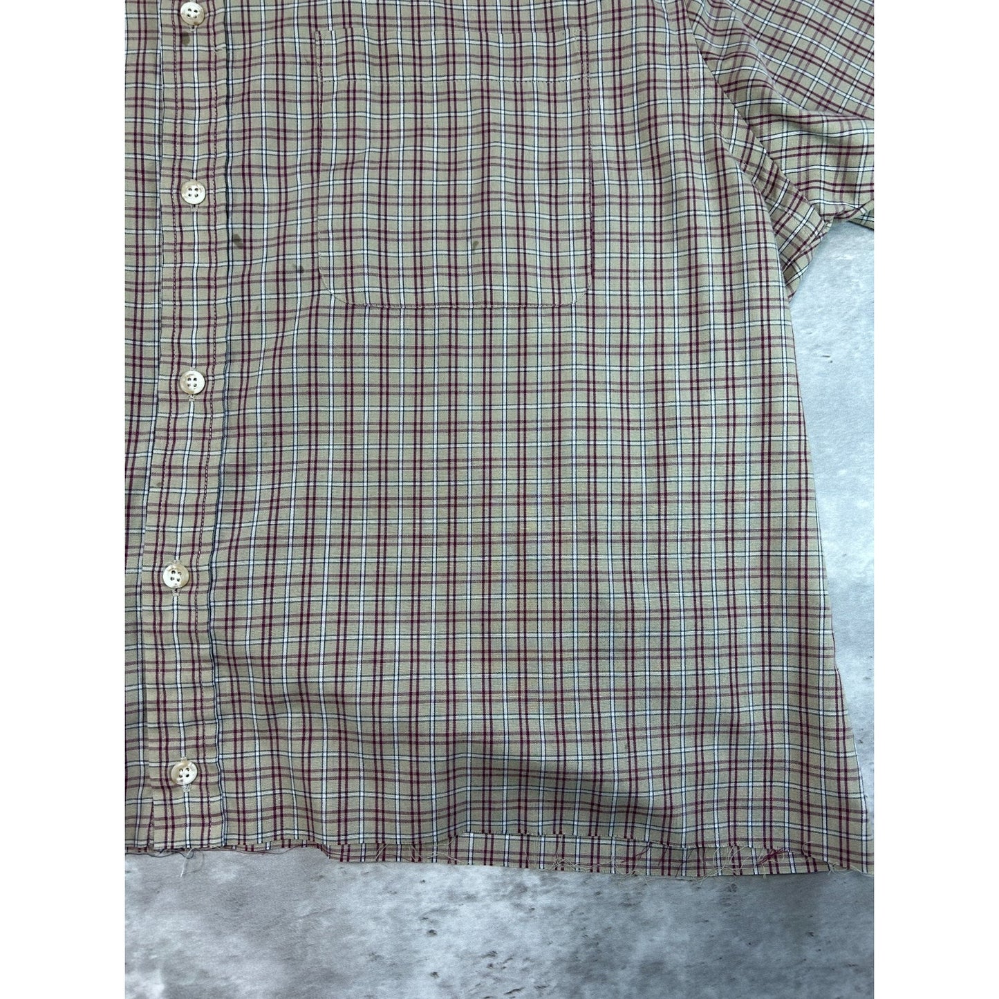 Vintage Brittany Bay Plaid Reworked Cropped Button Up Shirt Size XL