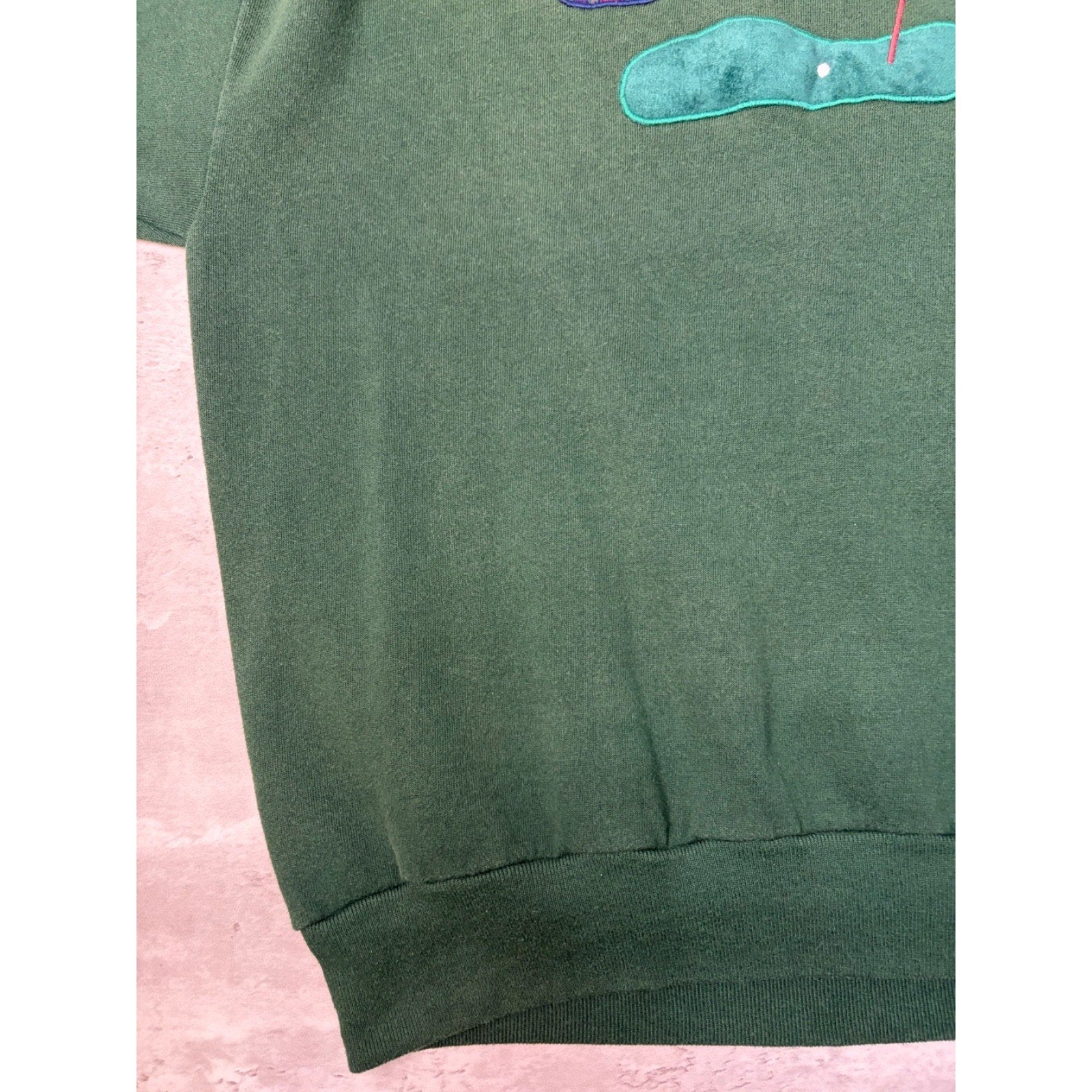 Vintage 90s Golf Embroidered Plaid Spellout Graphic Green Sweatshirt Size XL