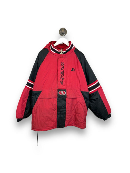 Vintage 90s San Fransisco 49ers NFL Starter 1/2 Zip Pull Over Jacket Size 2XL