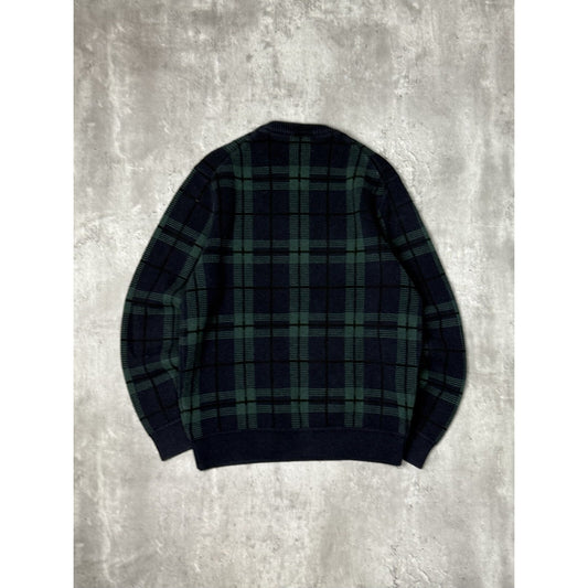 Vintage 90s Jos. A. Bank Plaid Print Pullover Ribbed Knit Sweater Size Large