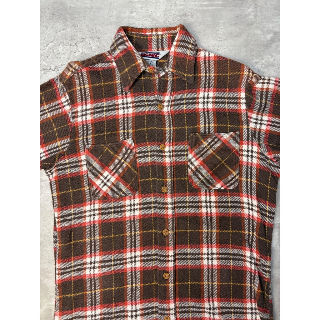 Vintage 1980s Big Mac JCPenney Brown Long Sleeve Button Up Shirt Size MT