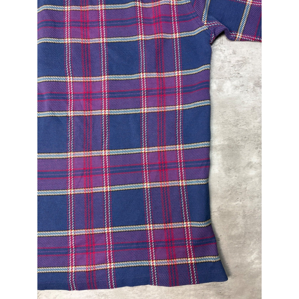 Vintage Polo Ralph Lauren Plaid 1/2 Zip Collared Crewneck Sweatshirt Size Large