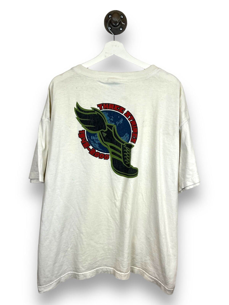 Vintage Y2K 2000 Adidas Wing Foot Front & Back Graphic T-Shirt Size XL