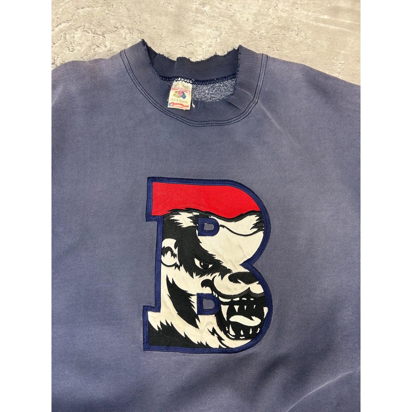 Vintage 90s Brock Badgers Embroidered Graphic Collegiate Sweatshirt Size XL