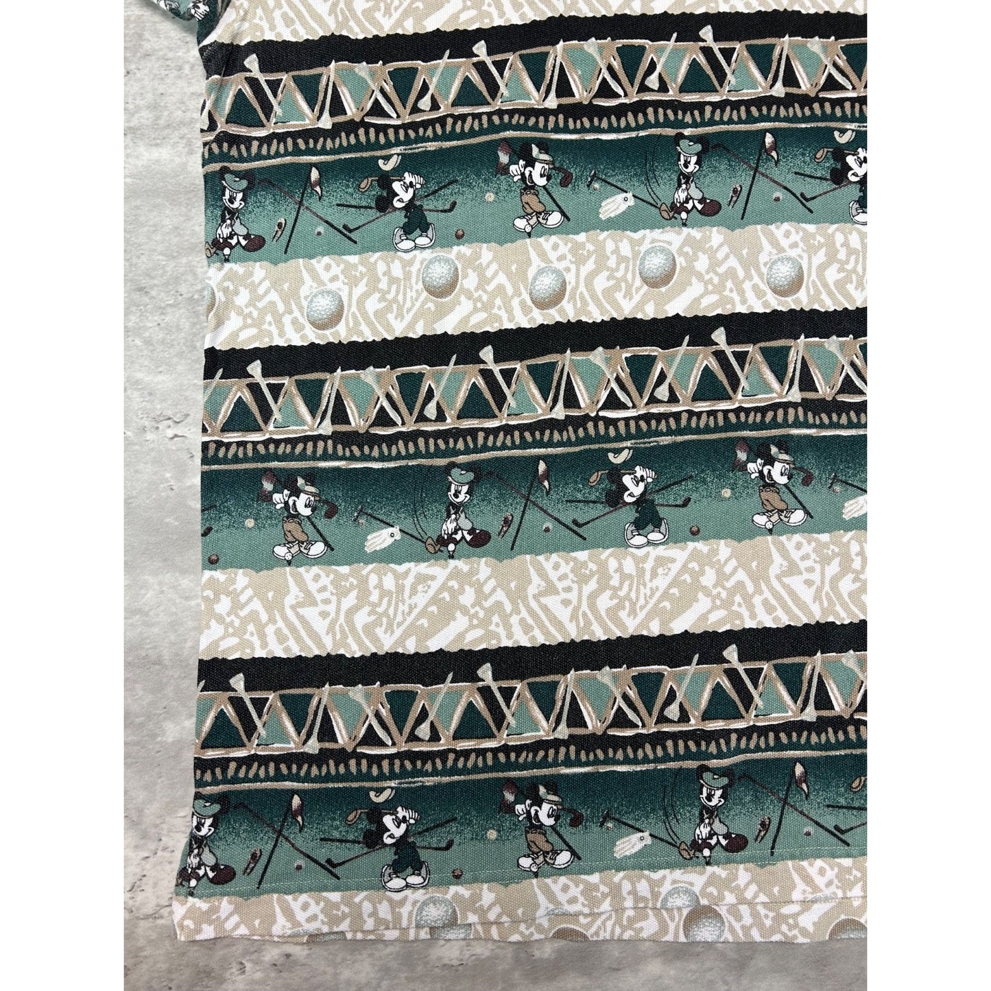 Vintage 90s Disney Mickey Mouse Golf All Over Print Polo Button Up Shirt Size XL