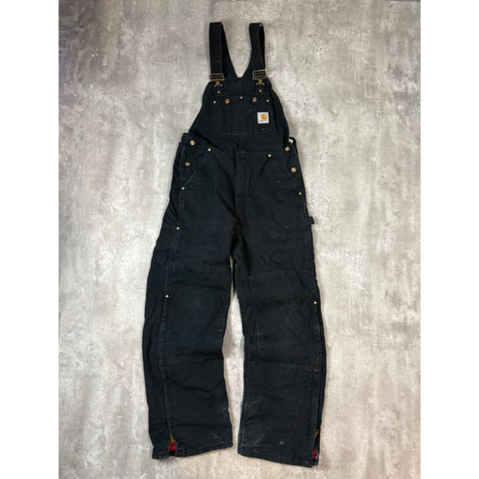 Vintage 90s Carhartt Canvas Workwear Carpenter Overalls Size 34 Black