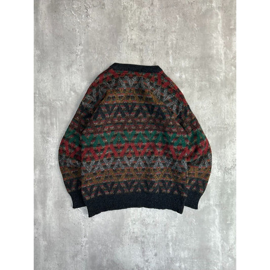 Vintage 90s House Of Fraser Abstract Striped Ribbed Knit Sweater Size Small