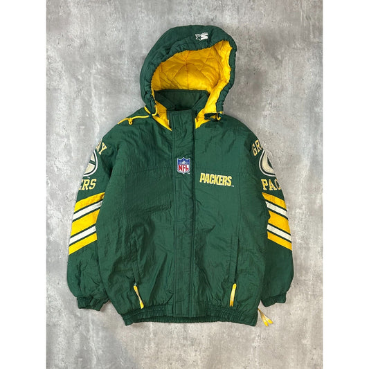 Vintage 90s Green Bay Packers NFL Embroidered Insulated Jacket Size Medium
