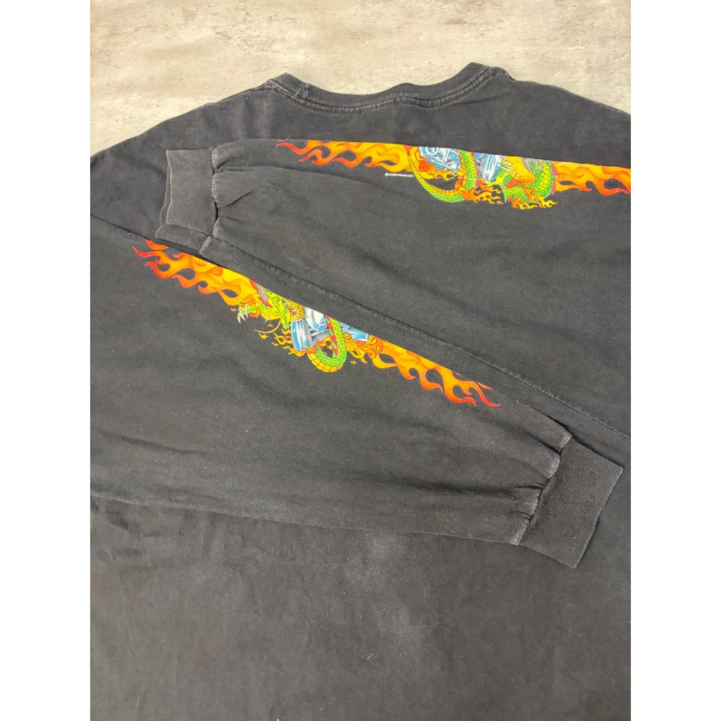 Vintage 2004 Dragon Engine Sleeve Graphic Long Sleeve T-Shirt Size 3XL