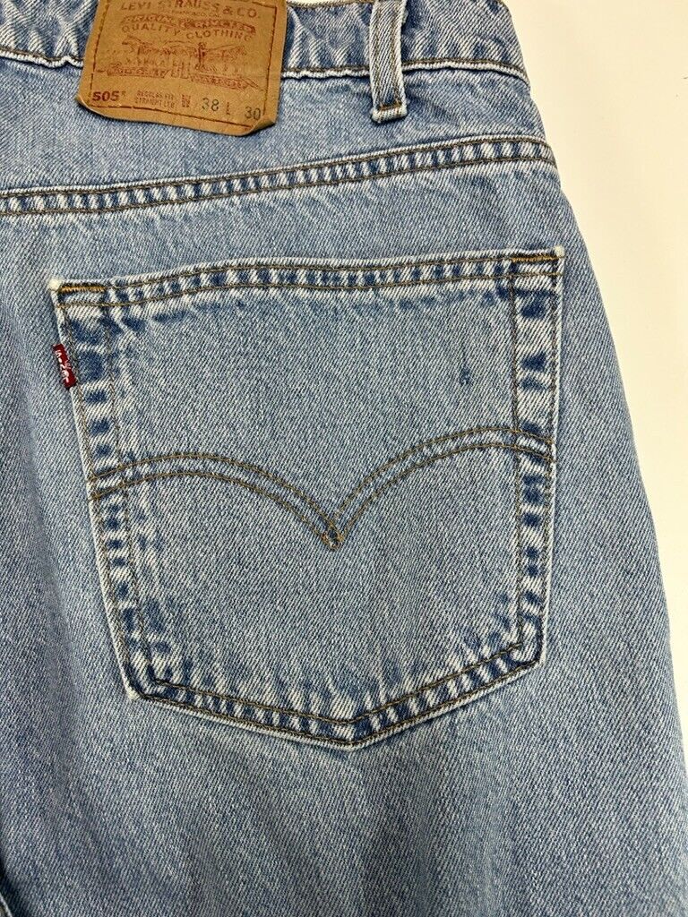 Vintage 90s Levis 505 Red Tab Regular Fit Light Wash Denim Pants Size 36W