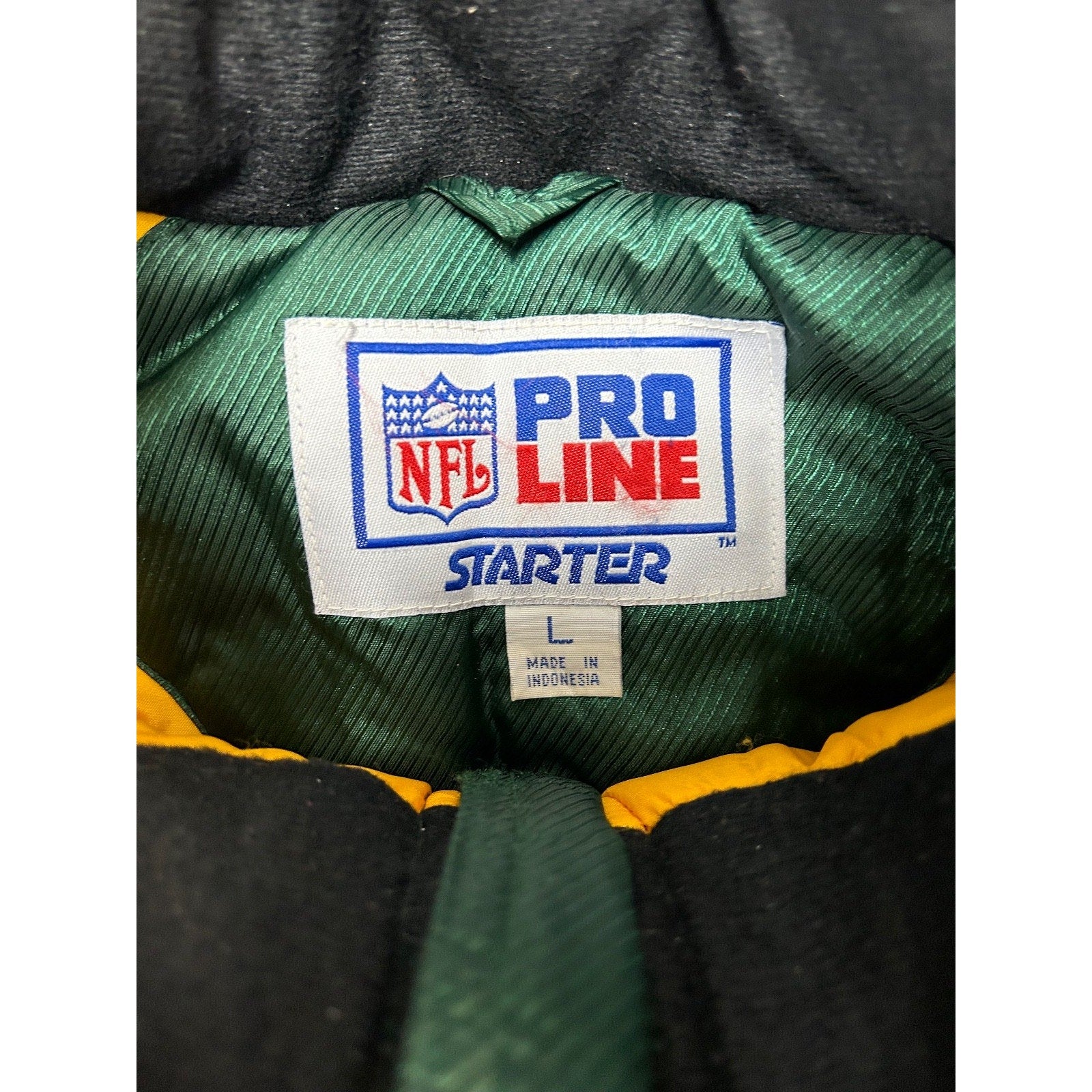 Vintage 90s Green Bay Packers NFL 1/2 Zip Insulated Starter Jacket Size Large