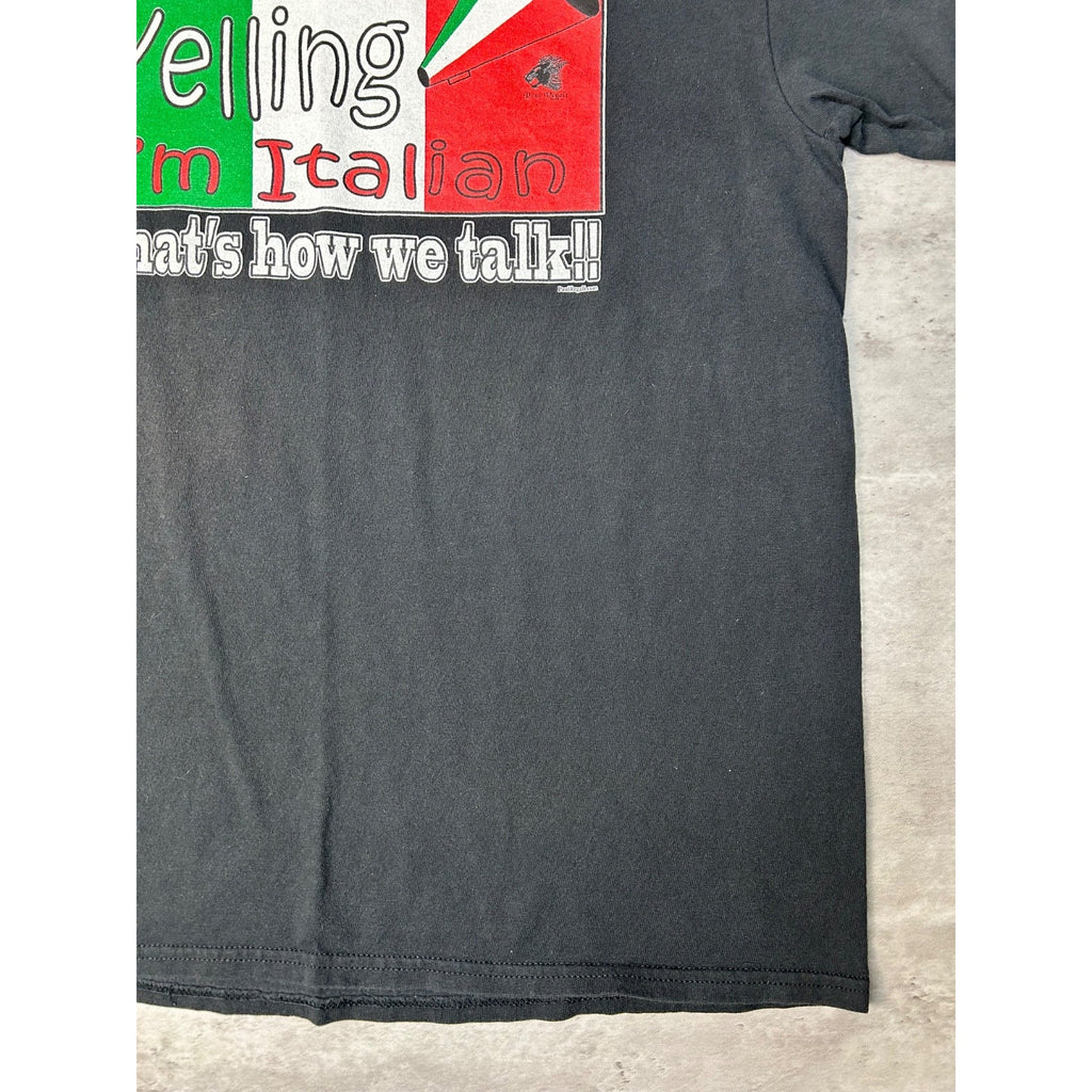 Vintage Im Not Yelling Im Italian Comedy Slogan Graphic T-Shirt Size Large
