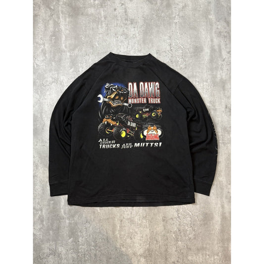 Vintage 90s Da Dawgs Monster Trucker Graphic Long Sleeve T-Shirt Size XL Black