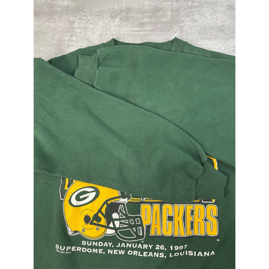 Vintage 1997 Green Bay Packers NFL Super Bowl XXXI Champs Sweatshirt Size Large