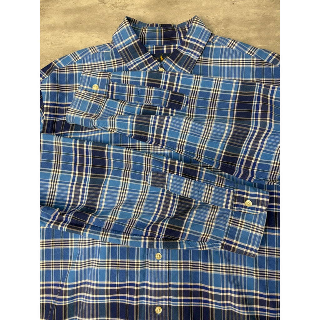 Vintage Polo Ralph Lauren Embroidered Pony Plaid Button Up Shirt Size XL