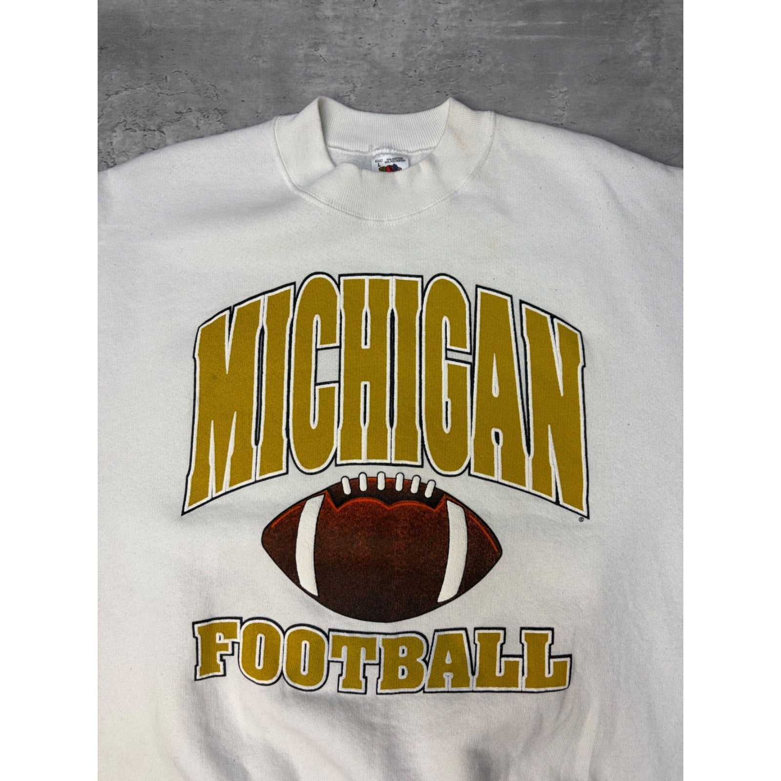 Vintage 90s Michigan Wolverines NCAA Football Graphic Sweatshirt Size Large