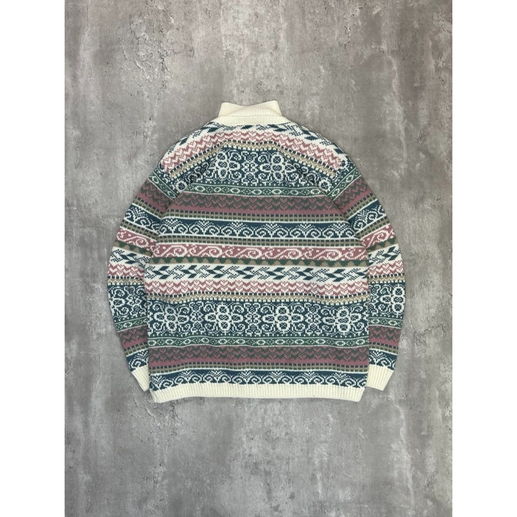 Vintage 90s Women's Alfred Dunner Abstract Striped Collared Knit Sweater Large