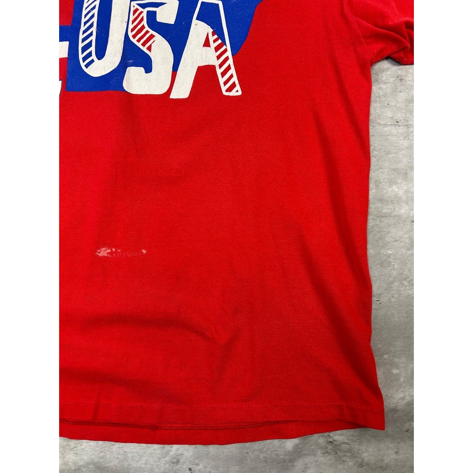 Vintage 80s Team USA Olympics Adidas Graphic T-Shirt Size Large Red