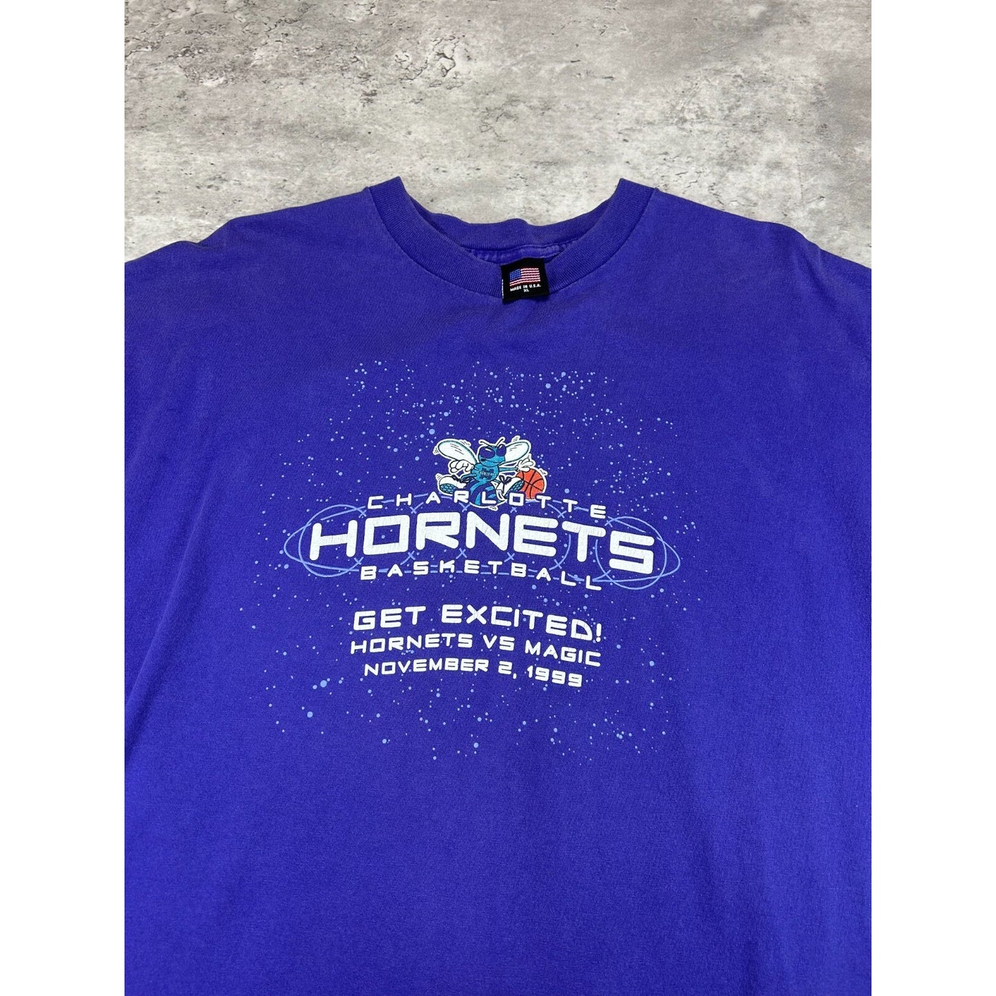 Vintage 1999 Charlotte Hornets vs. Orlando Magic NBA Basketball T-Shirt Size XL