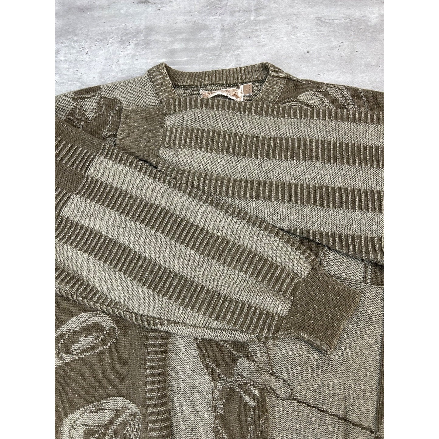 Vintage 90s Golf Paneled Graphic Pullover Ribbed Knit Sweater Size Large