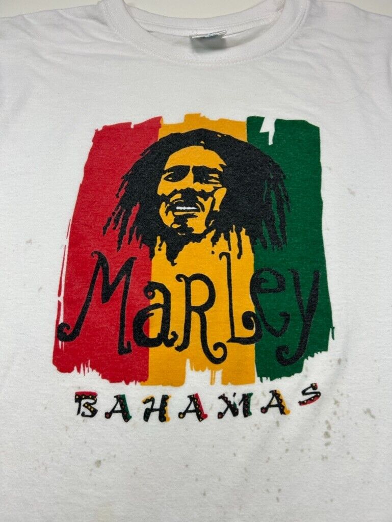 Vintage Bob Marley Bahamas Reggae Music Destination Graphic T-Shirt Size Medium