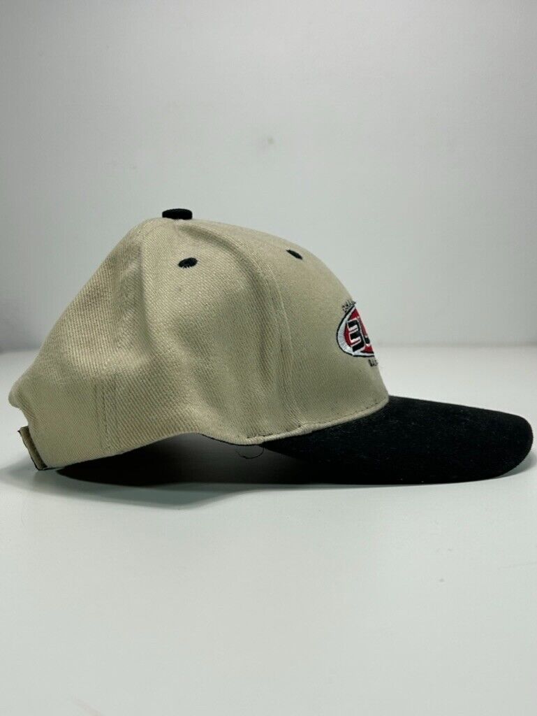 Vintage Chicago Bulls NBA Embroidered Spell Out Strapback Hat OSFA Beige