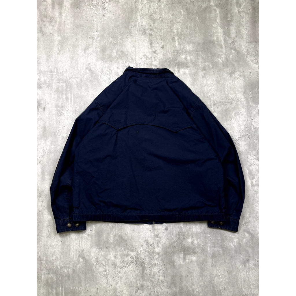 Vintage Lands End Plaid Lined Full Zip Navy Harrington Style Jacket Size Large