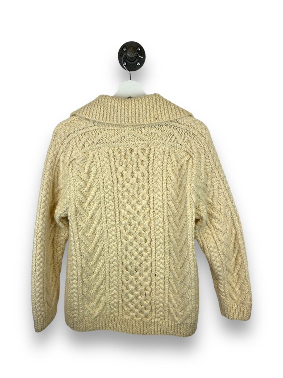 Vintage 80s Gaeltarra Cable Knit Cawachin Knit Sweater Size Medium Beige