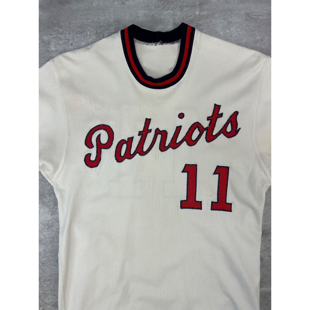 Vintage 60s/70s Patriots #11 Stitched Baseball Jersey Size Large White