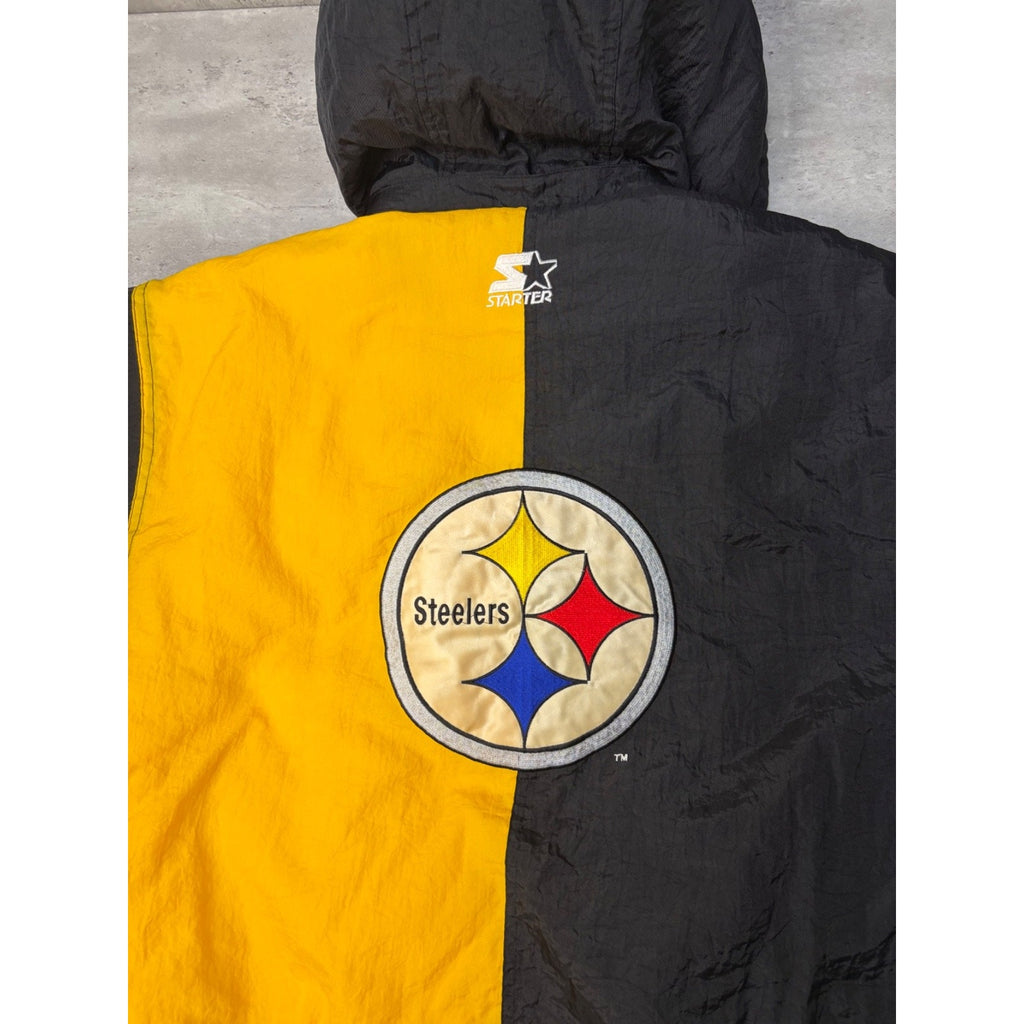 90s Pittsburgh Steelers NFL Insulated Starter Split Back Jacket Size Large