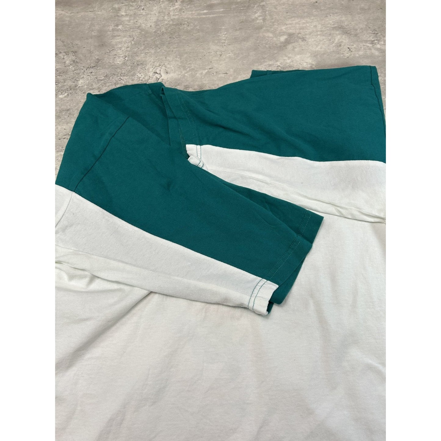 Vintage 1996 Miami Dolphins NFL Jersey Style Spellout 3/4 Sleeve T-Shirt Size XL