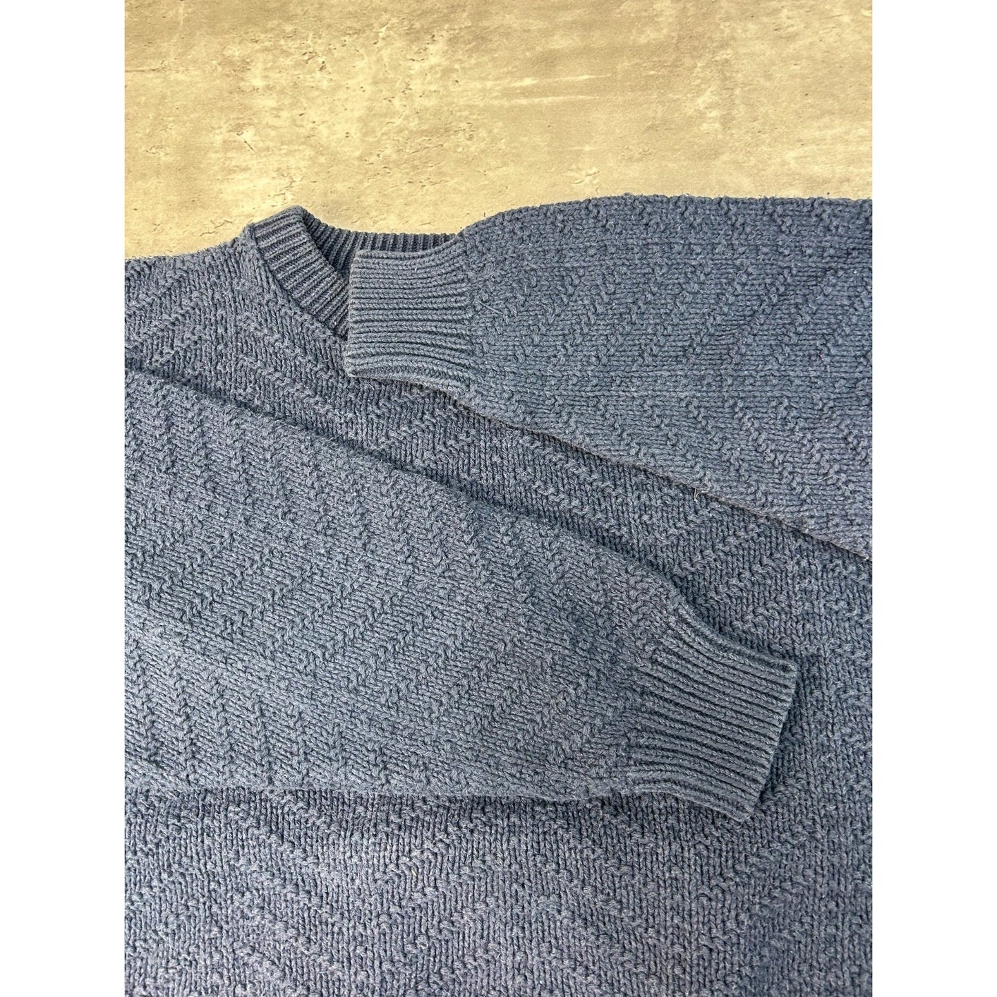 Vintage Zig Zag Striped Solid Print Pullover Knit Sweater Size Large