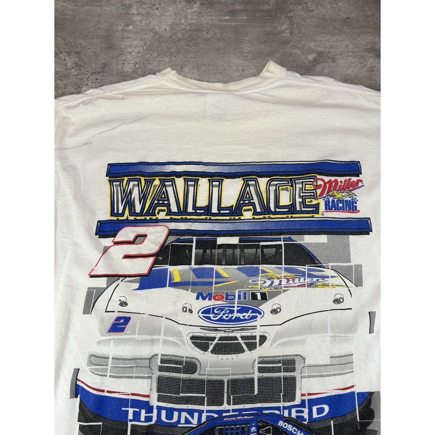Vintage Rusty Wallace #2 Nascar Miller Lite Big Graphic T-Shirt Size Large White