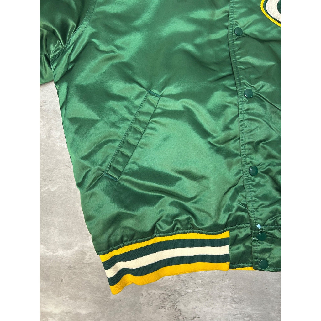 Vintage 80s Green Bay Packers NFL Starter Satin Bomber Jacket Size Large