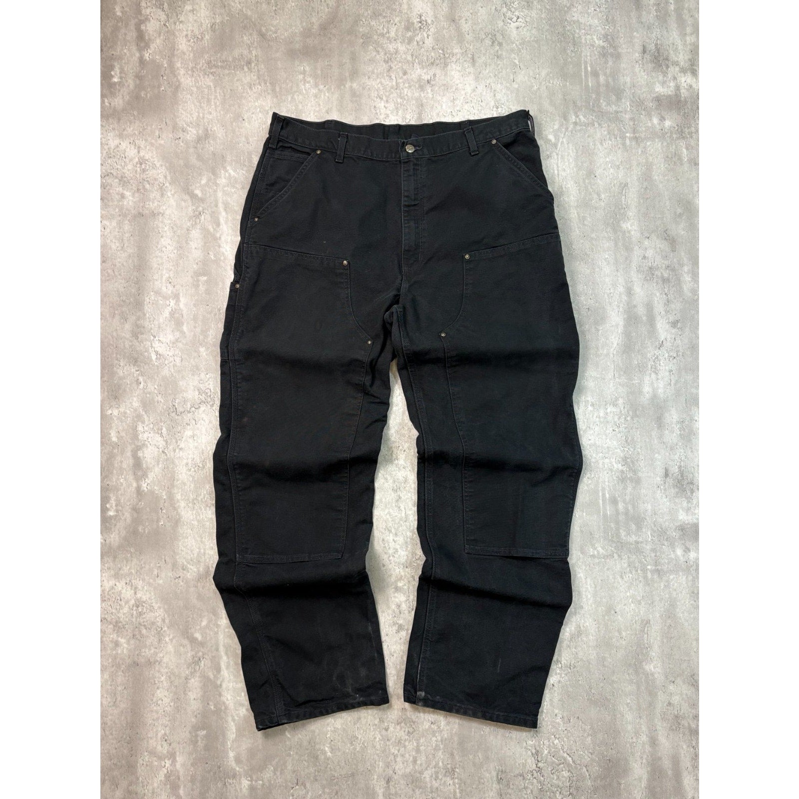 Vintage Carhartt Canvas Workwear Black Double Knee Carpenter Pants Size 40